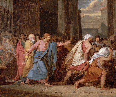 Gesù che scaccia i mercanti dal tempio da Jean Germain Drouais